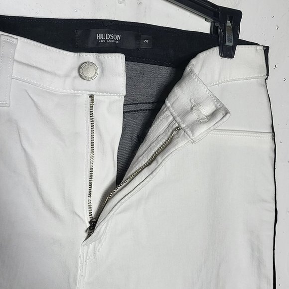 Hudson Women's Barbara Super Skinny Black and White Two-Tone Denim Jeans Size 28 - Picture 10 of 14